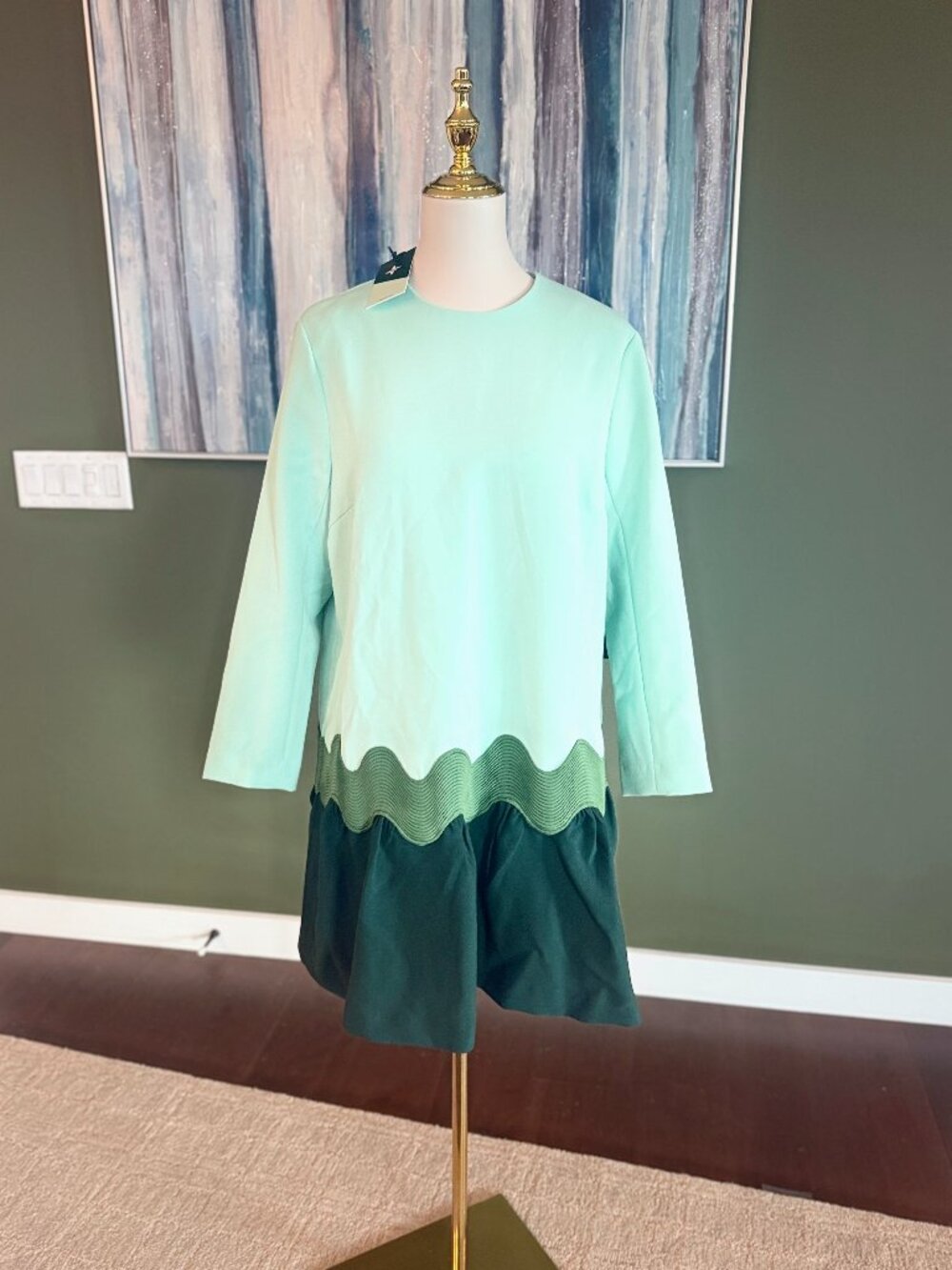 Tuckernuck Mint Green Colorblock Scalloped Shift Dress NWT